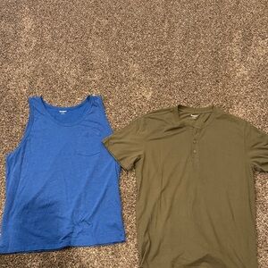 Blue Tank Top and Green Henley Shirt